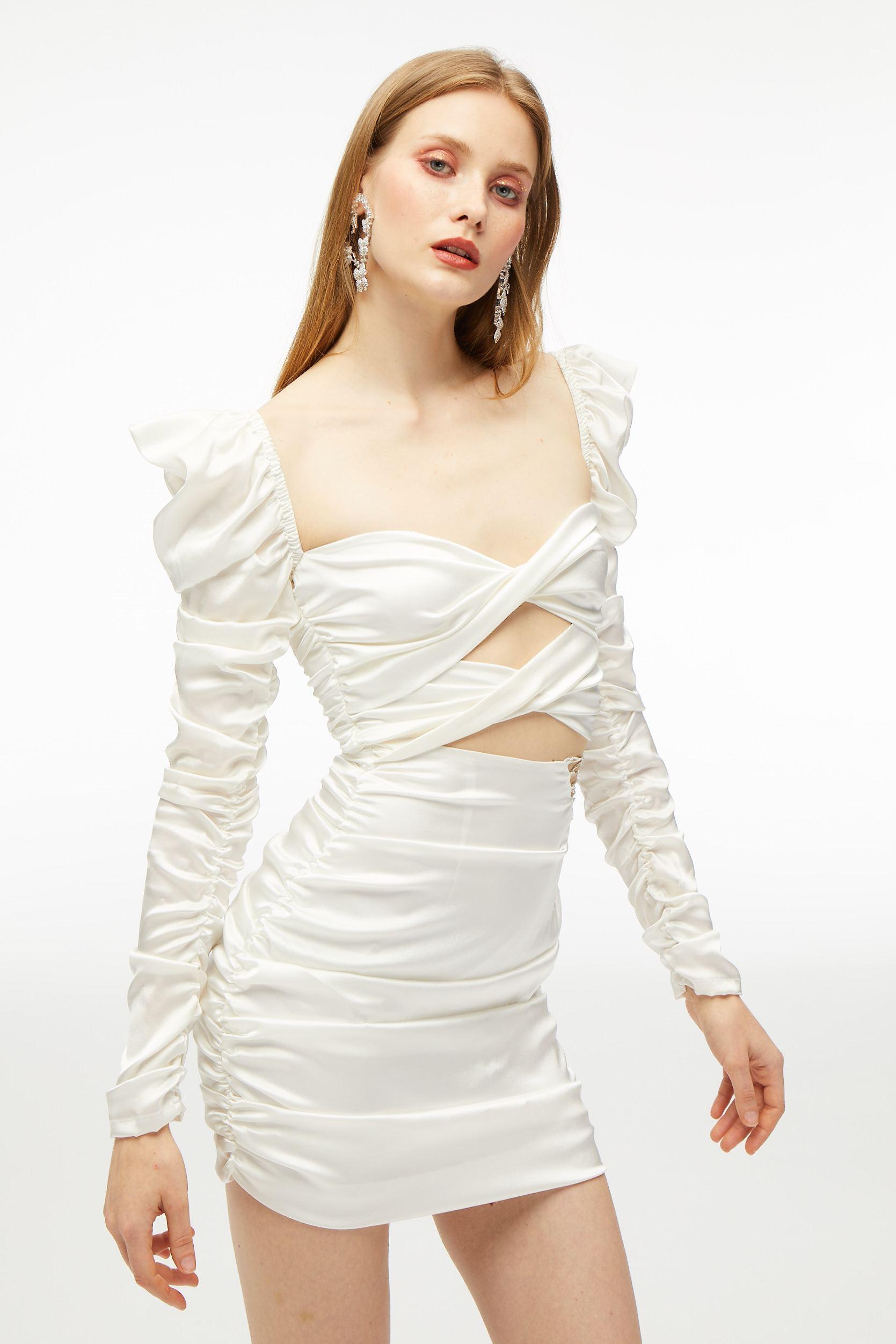 Bonnie sexy White Cross Crystal Dress (Final Sale) Product Image