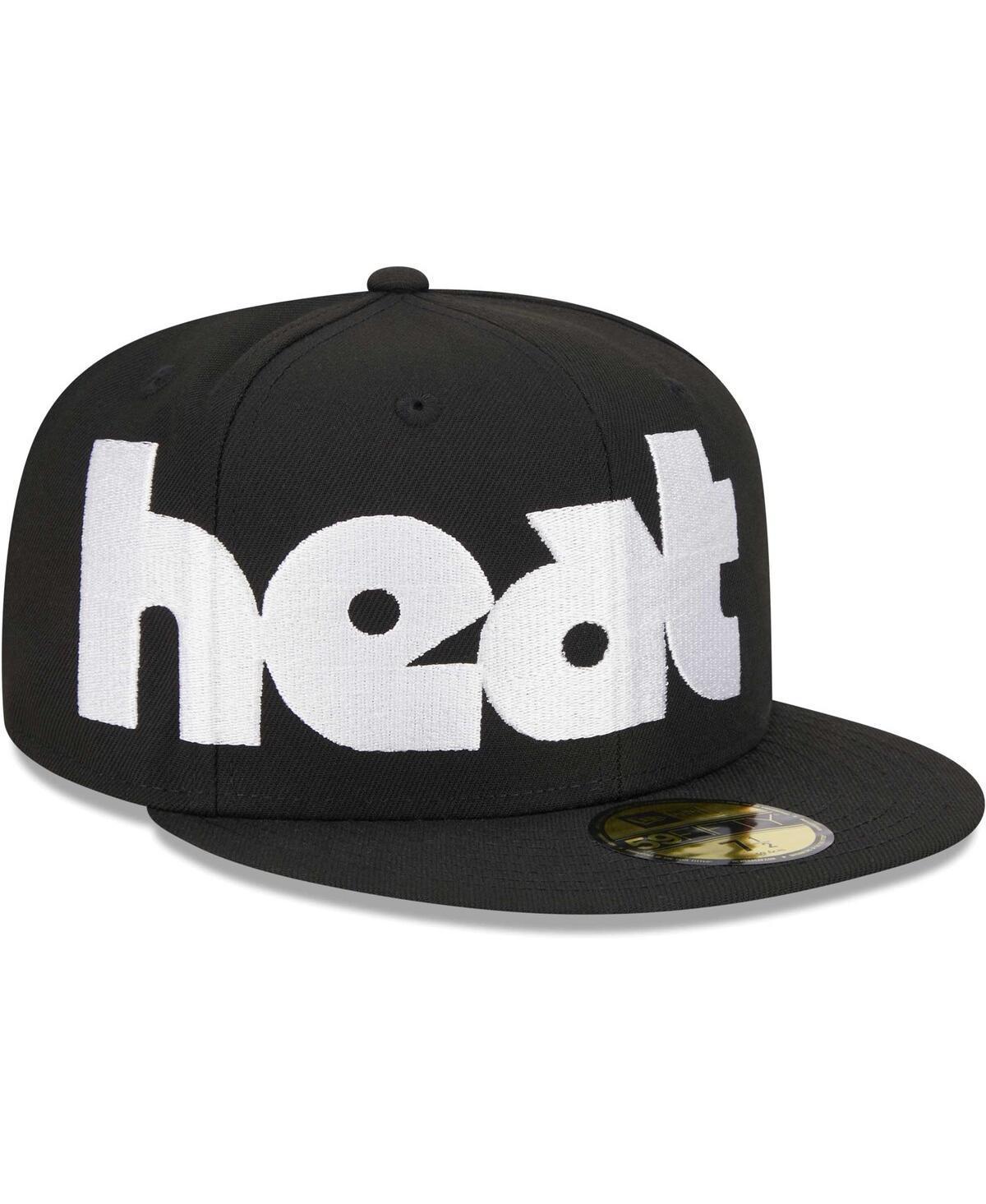 Mens New Era Black Miami Heat Checkerboard Uv 59FIFTY Fitted Hat Product Image