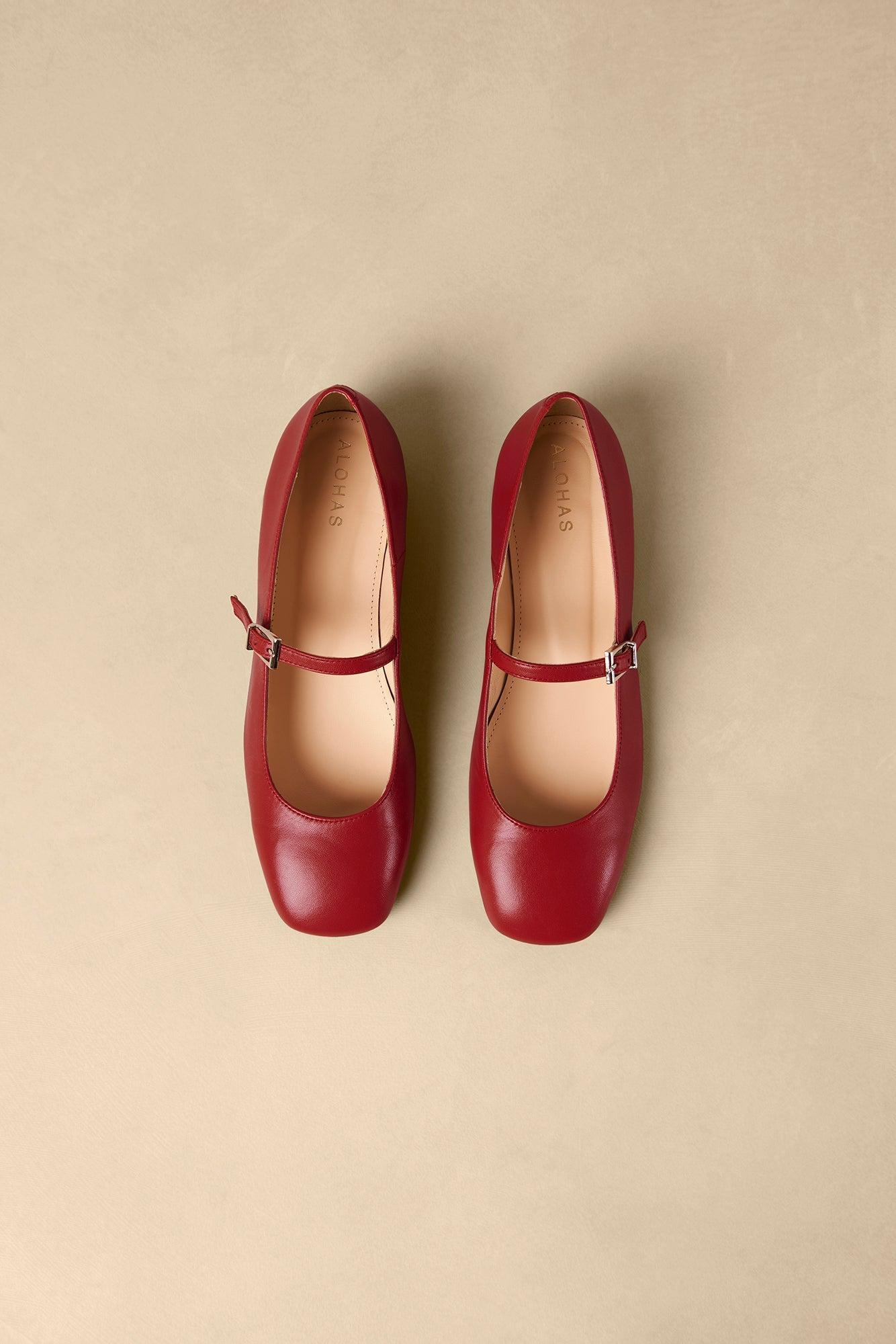 Alohas Por Do Sol Leather Ballet Flats - Red Product Image