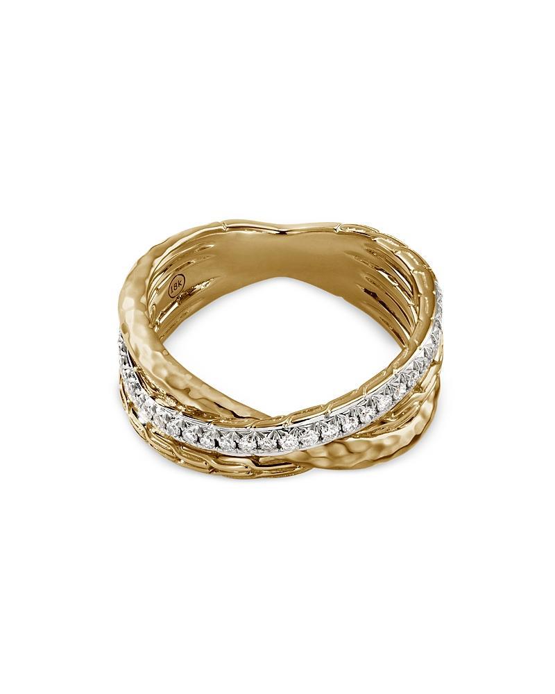 John Hardy Classic Chain Hammer Diamond Crossover Ring Product Image