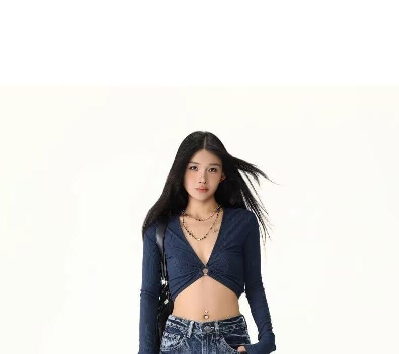 Low Rise Washed Flared Jeans Product Image