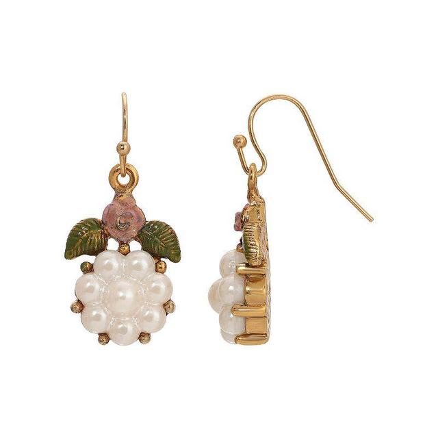 1928 Gold Tone Simulated Pearl Flower Drop Earrings, Womens, Pink Product Image