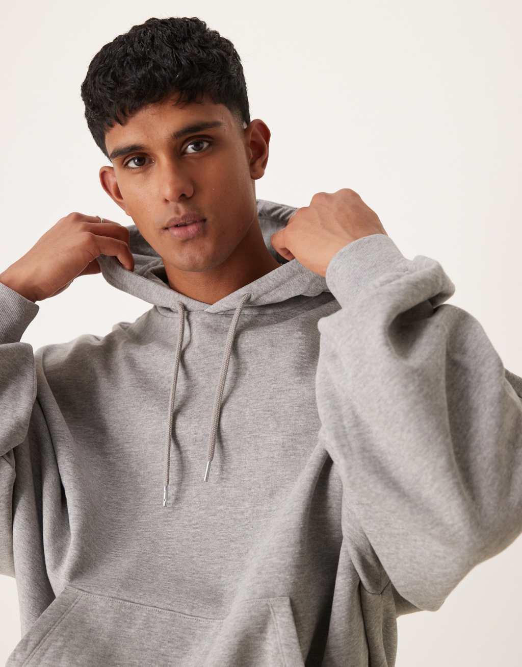 ASOS DESIGN essential extreme oversized hoodie in heather gray Product Image