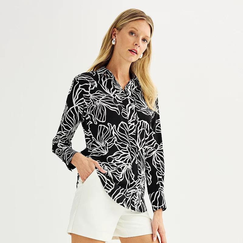 Womens Nine West Drapey Button Down Shirt Product Image