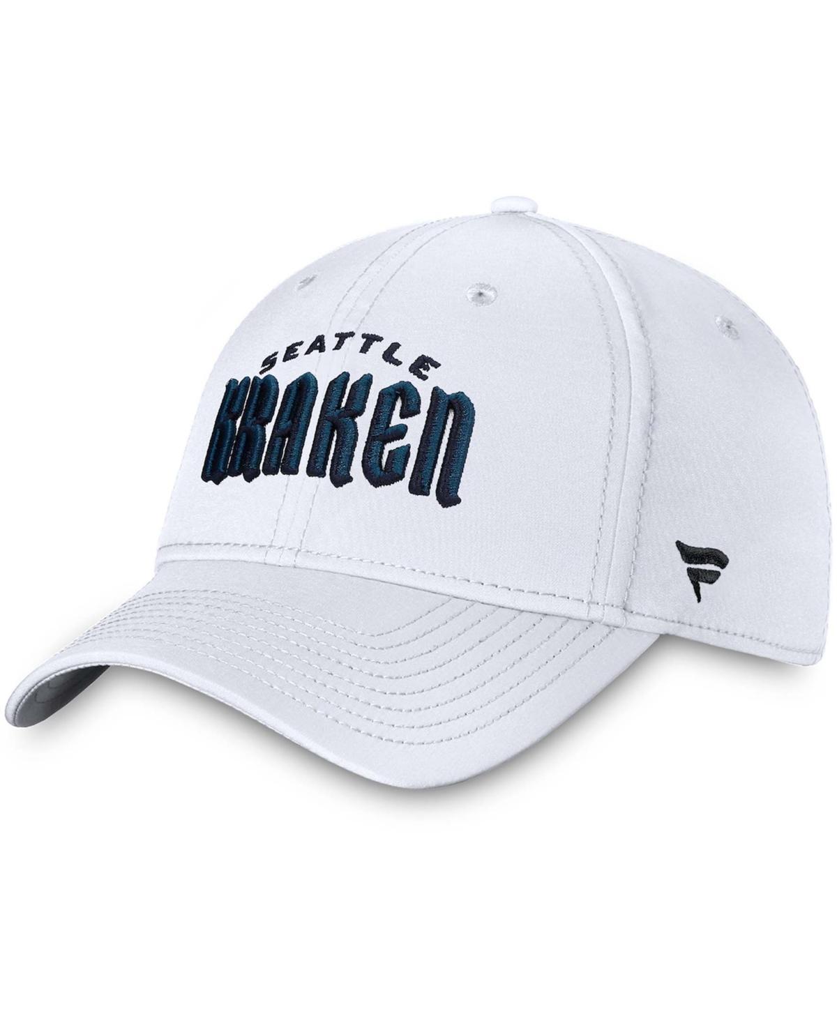 Mens Fanatics Branded White Seattle Kraken Wordmark Flex Hat KRK White Product Image