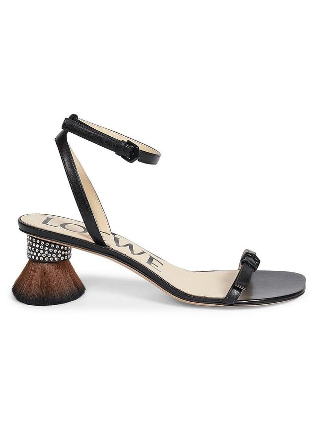 Womens Petal 40MM Leather Brush-Heel Sandals Product Image