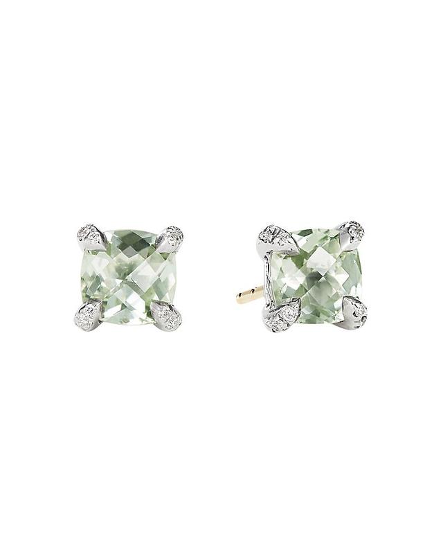 Womens Chtelaine Stud Earrings with Gemstone & Diamonds/9mm Product Image