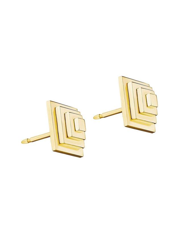 Womens Foundation 18K Yellow Gold Small Pyramid Stud Earrings Product Image