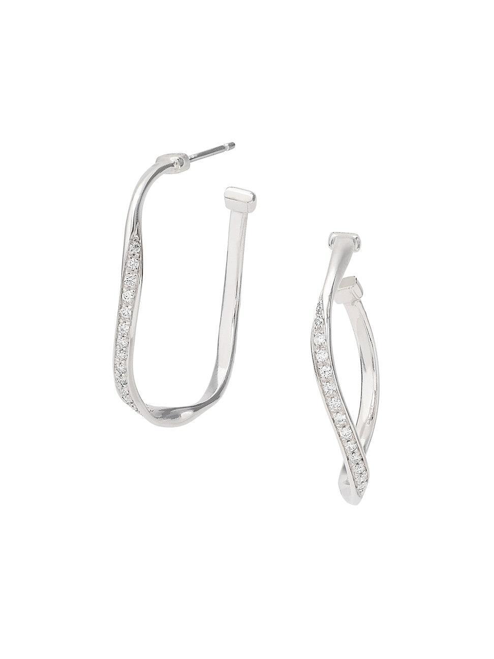 Womens Marrakech 18K White Gold & 0.22 TCW Diamond Twisted Hoop Earrings Product Image