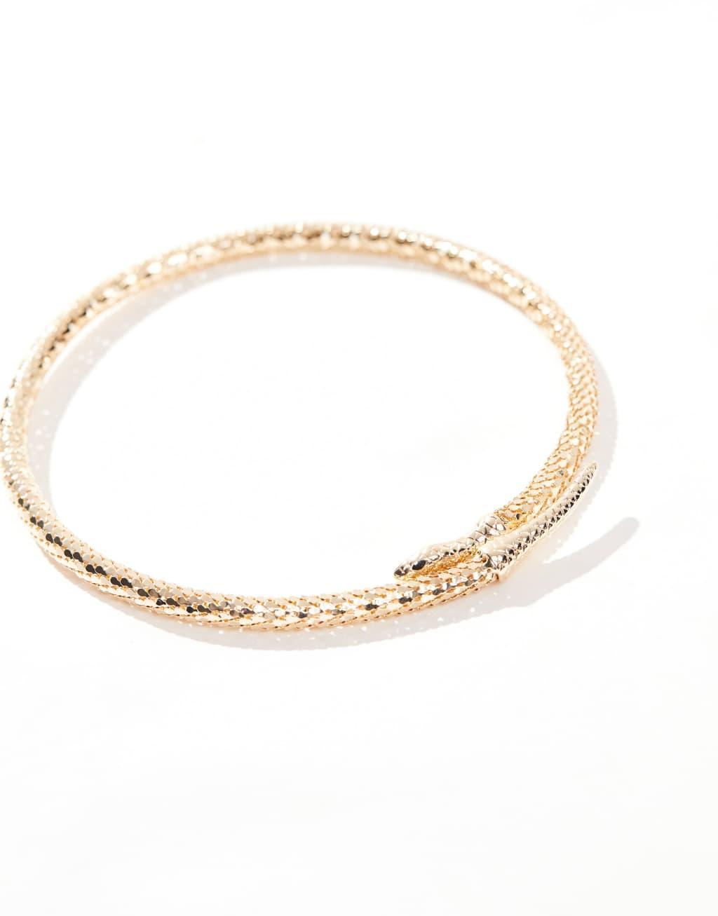 ASOS DESIGN Curve torque choker with snake design in gold tone Product Image