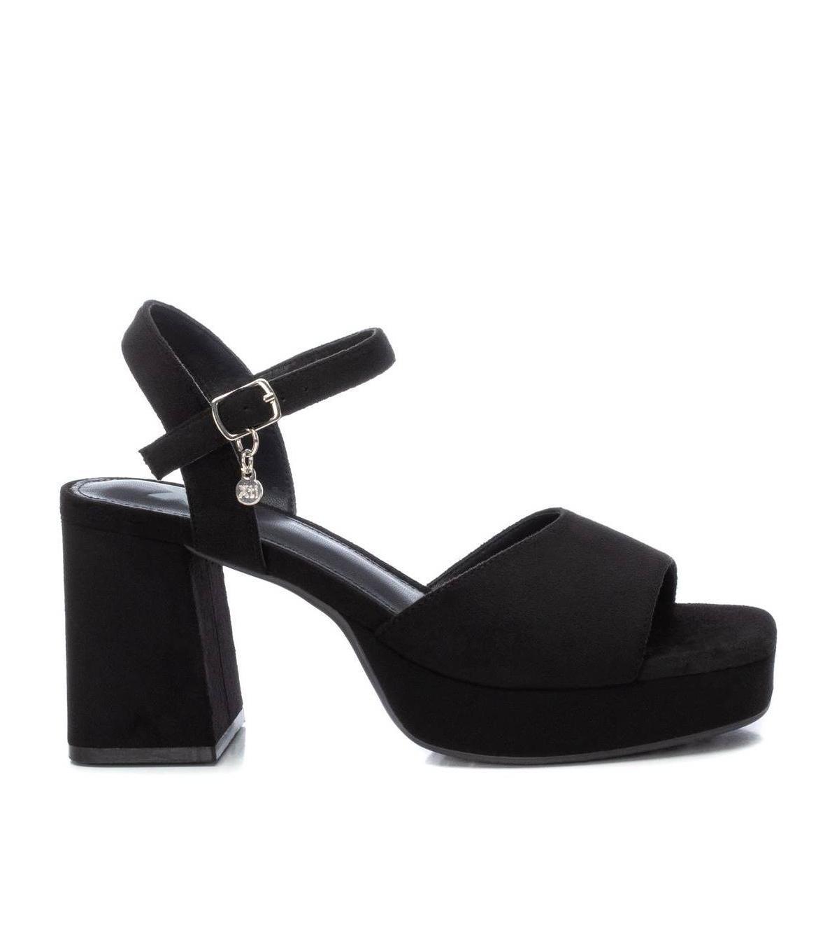 Xti Womens Heeled Suede Sandals With Platform Black Product Image