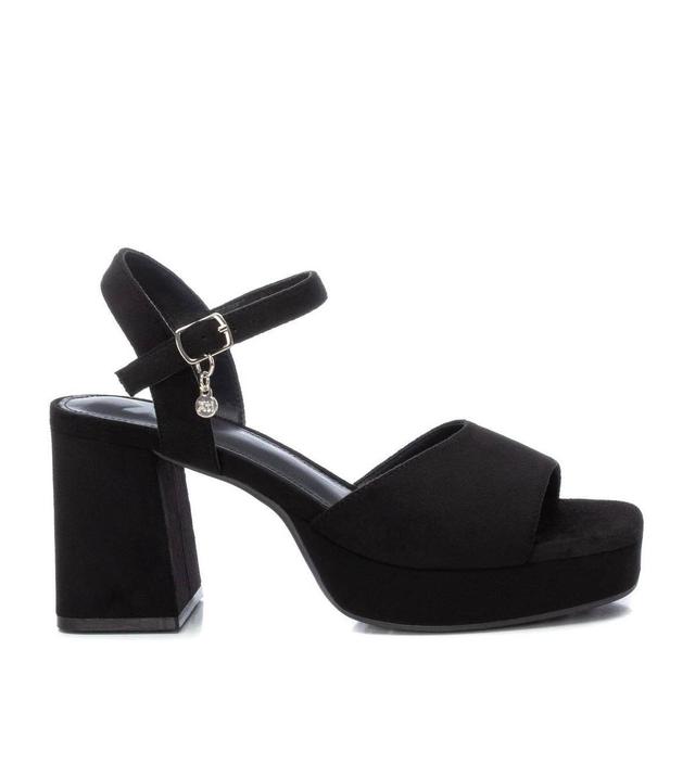 Womens Heeled Suede Sandals With Platform By Xti, 14147101 Black Product Image