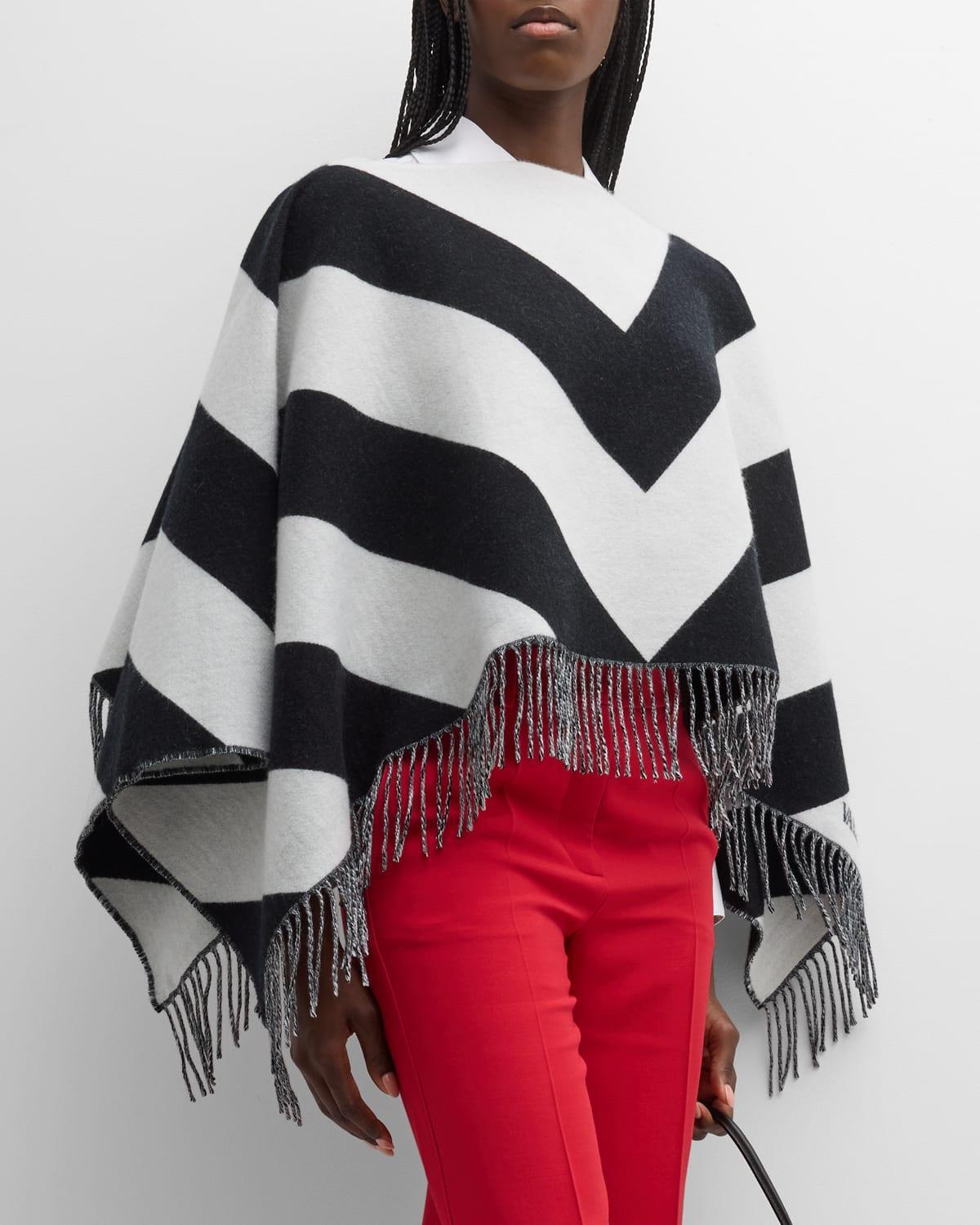 Valentino Garavani Chevron Stripe Wool & Cashmere Poncho Product Image