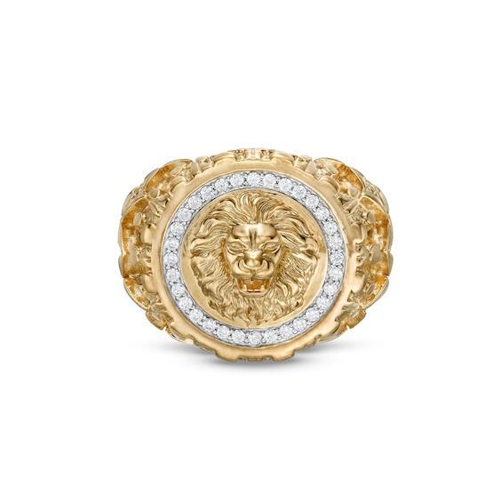 Men's 1/4 CT. T.w. Diamond Lion's Head Nugget Ring in 10K Gold Product Image