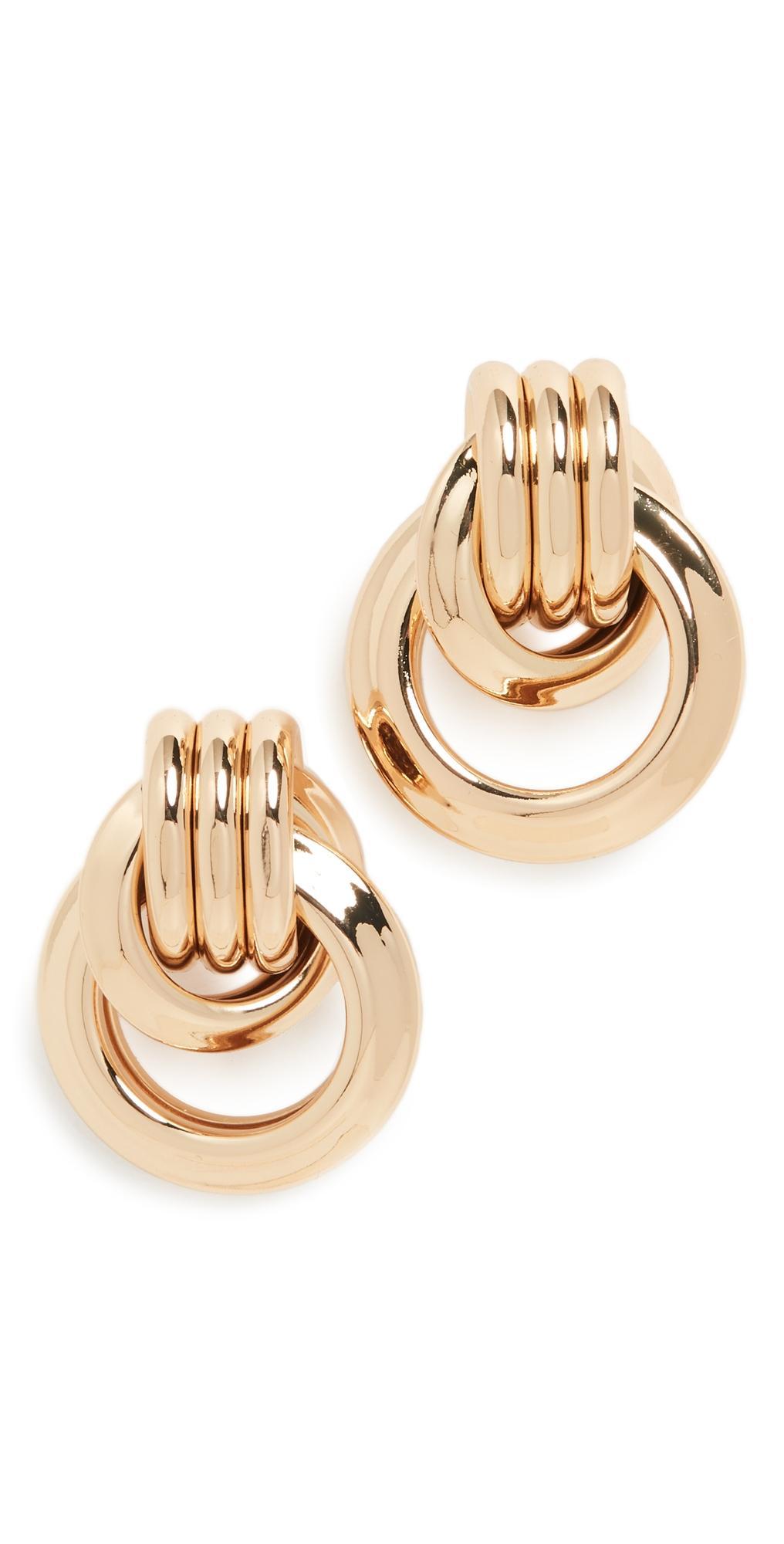 Womens Love Knot Doorknocker Gold-Plated Earrings Product Image