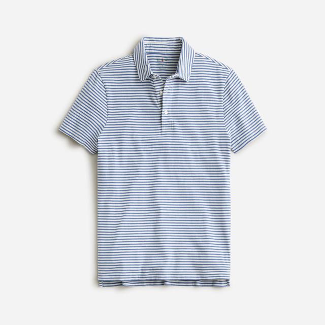 Sueded cotton polo shirt in stripe Product Image