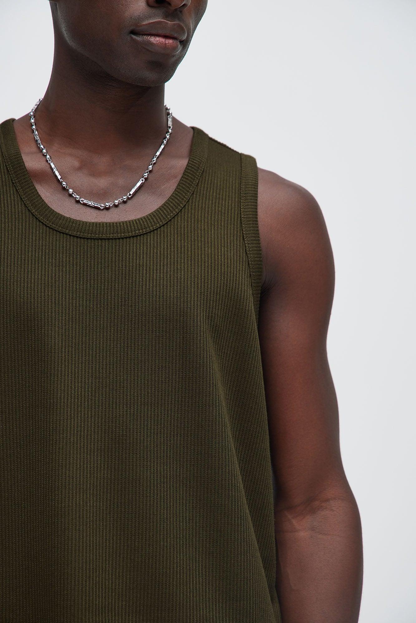 Kalel Textured Tank Top - Olive Product Image