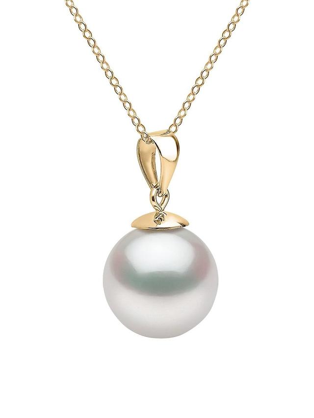 Womens 14K Yellow Gold & 9-10MM White South Sea Pearl Pendant Necklace Product Image