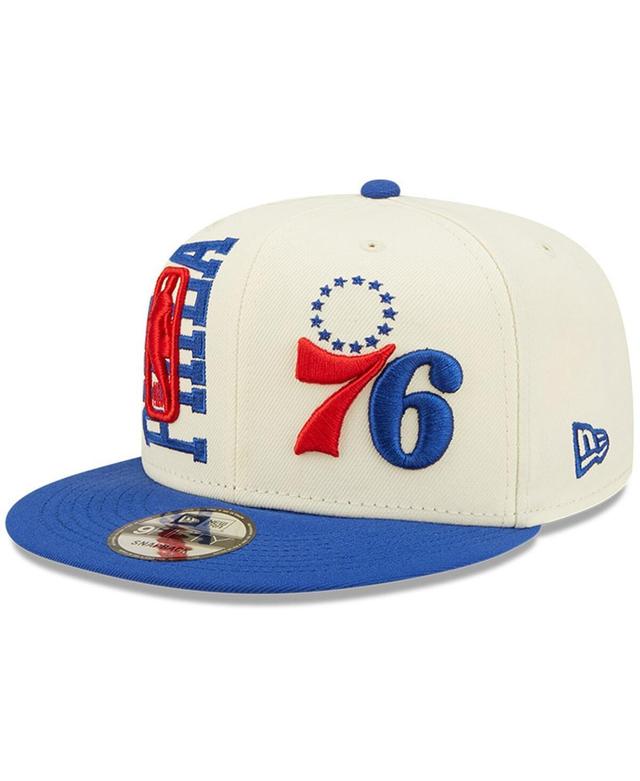 Mens New Era Cream and Royal Philadelphia 76ers 2022 Nba Draft 9FIFTY Snapback Adjustable Hat - Cream Product Image