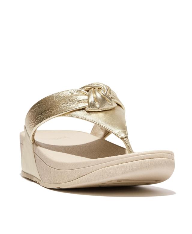 FitFLop Womens Lulu Padded-Knot Metallic-Leather Toe-Post Sandals Product Image