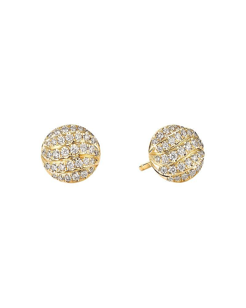 Womens Mini Cable Stud Earrings In 18K Yellow Gold With Diamonds Product Image