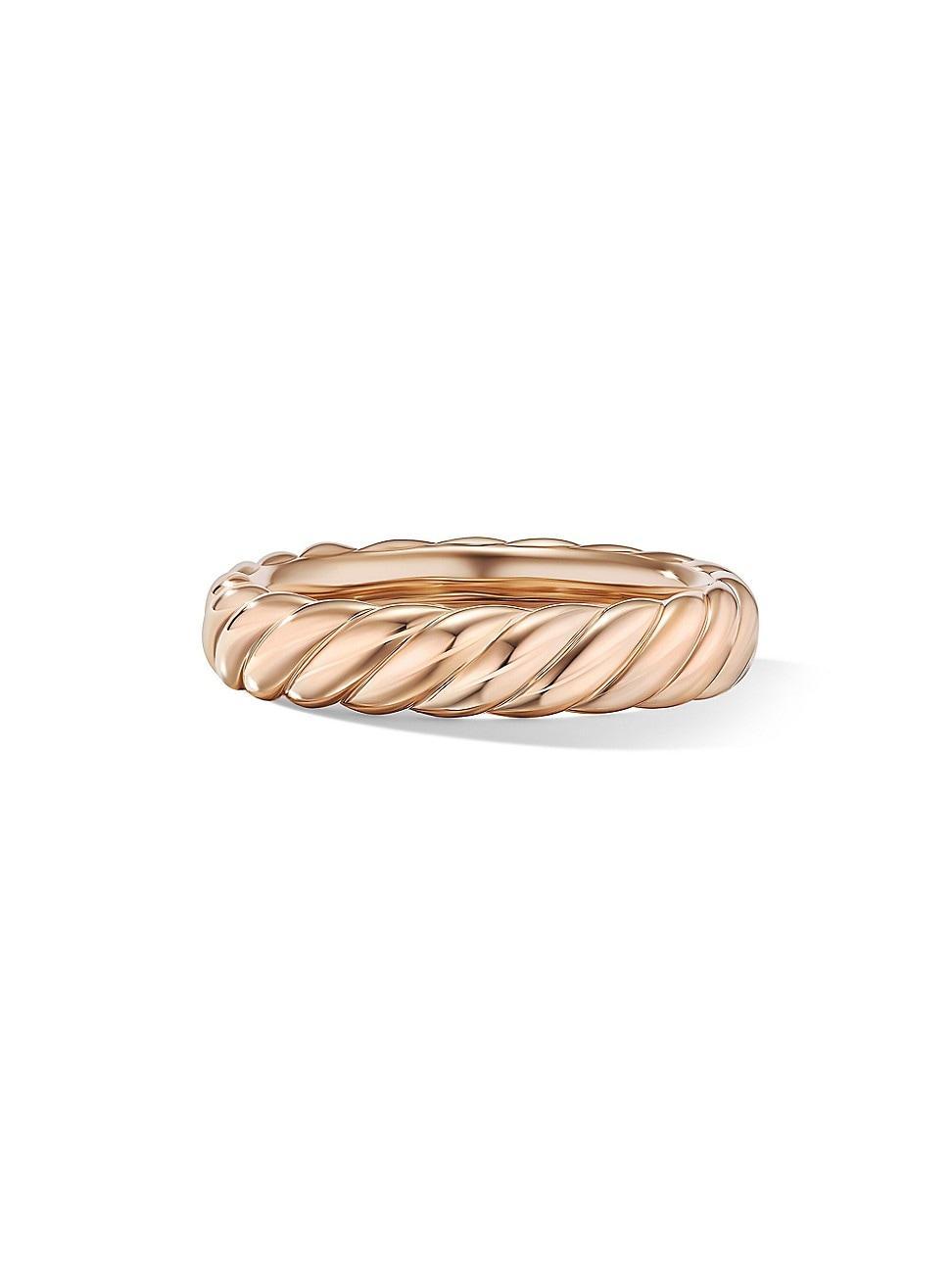 Womens Sculpted Cable Band Ring In 18K Rose Gold Product Image