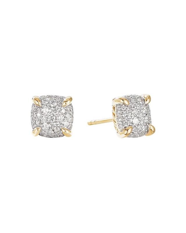 Womens Chatelaine Stud Earrings in 18K Yellow Gold with Pav Diamonds Product Image