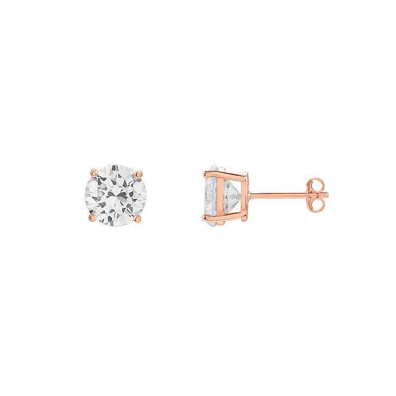 PRIMROSE Sterling Silver 8 mm Cubic Zirconia Stud Earrings, Womens, Pink Tone Product Image