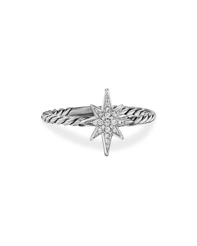 David Yurman Sterling Silver Cable Collectibles North Star Stacking Ring with Diamonds Product Image