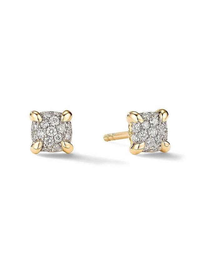 Womens Petite Chtelaine Stud Earrings In 18K Yellow Gold With Diamonds Product Image