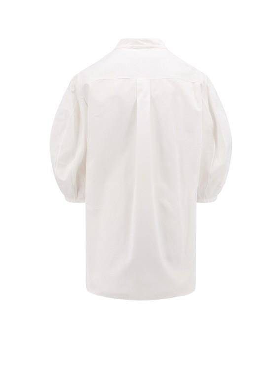 CHLOÉ Organic Cotton Poplin Top With Tie Neckline In White Product Image