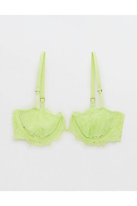 Aerie Real Power Poppy Lace Unlined Bra Women's Sharp Green 36B Product Image