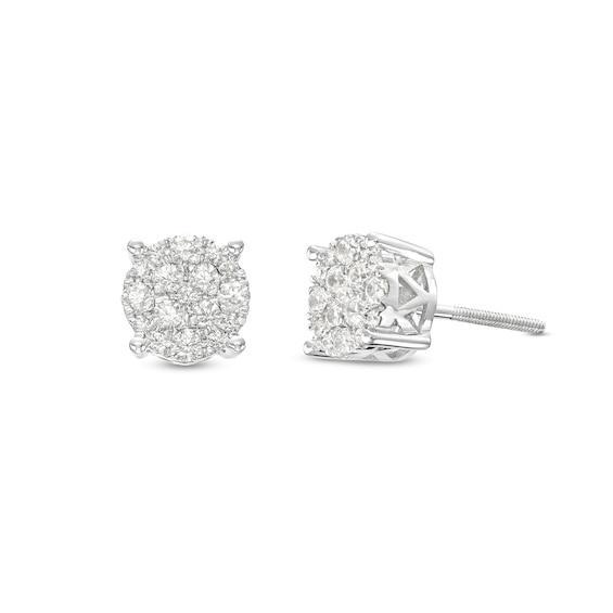 Men's 1/2 CT. T.w. Multi-Diamond Stud Earrings in 10K White Gold Product Image