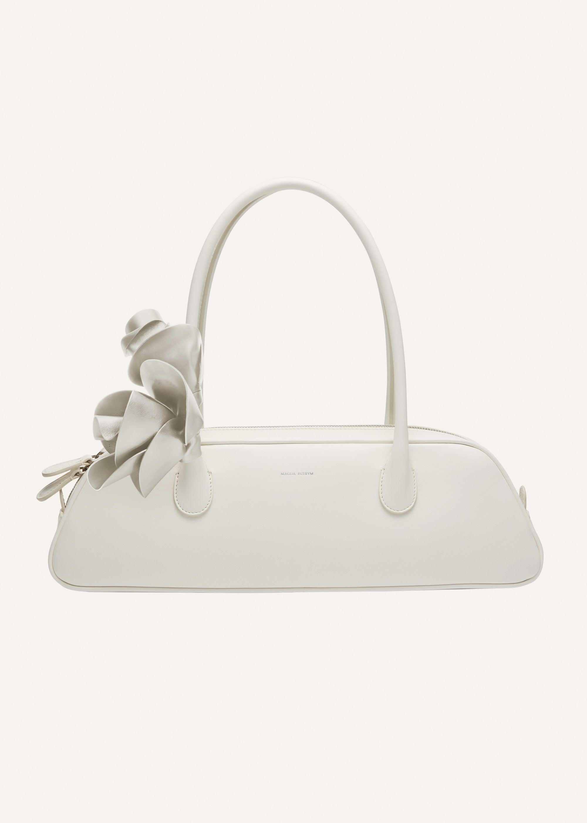 Brigitte trapeze bag in cream leather and silver Product Image