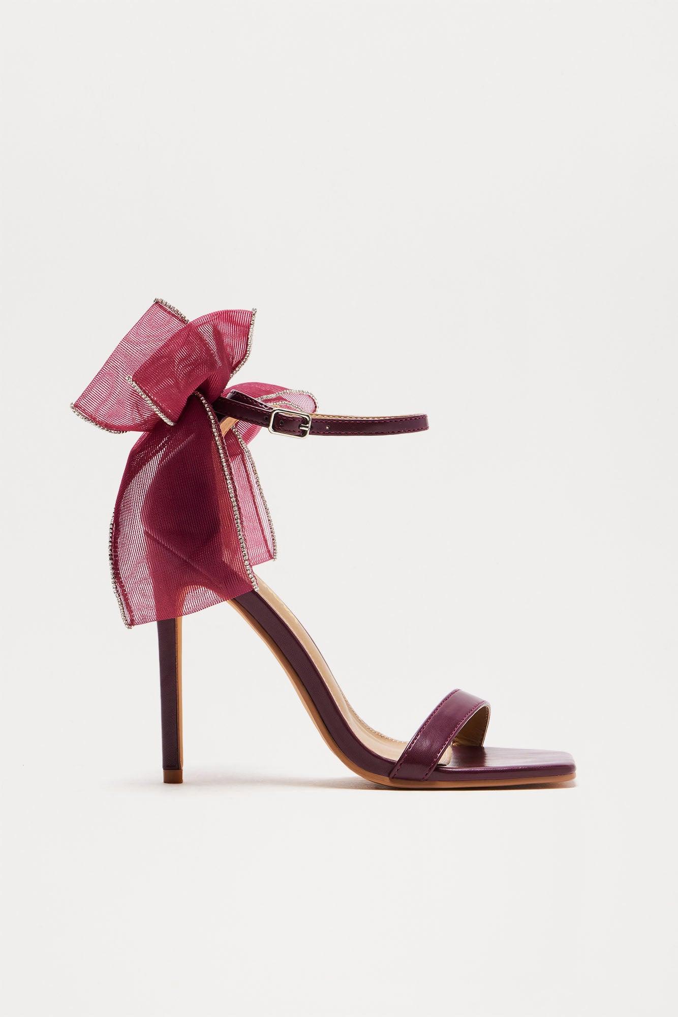 Amberly Bow Heels - Burgundy Product Image