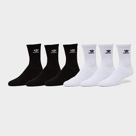 adidas Originals Mens Trefoil 6 Pack Crew Socks - Black/White Product Image