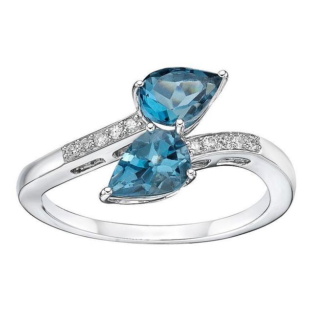 Gemminded 10k White Gold London Blue Topaz & Diamond Accent Ring, Womens 10k Whgold Product Image