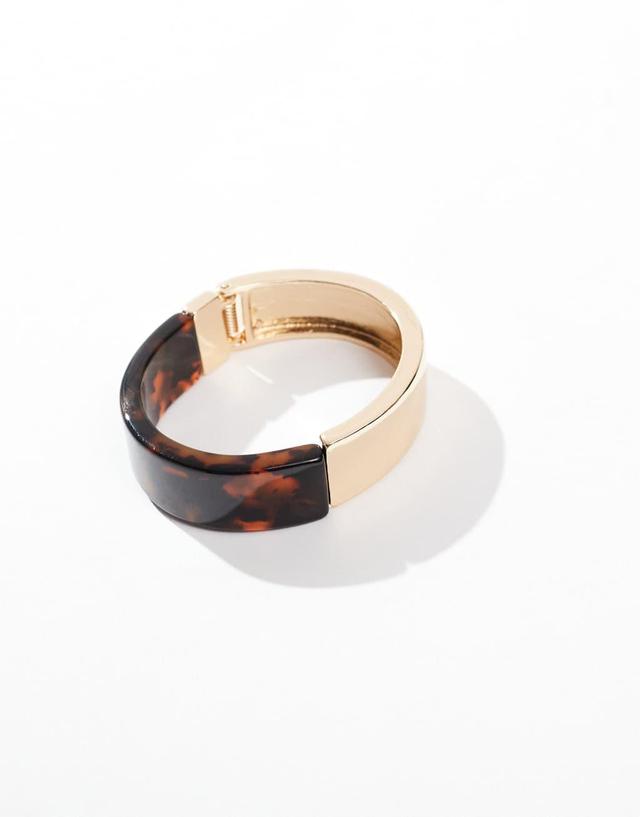 ASOS DESIGN bangle bracelet with tort and gold tone Product Image