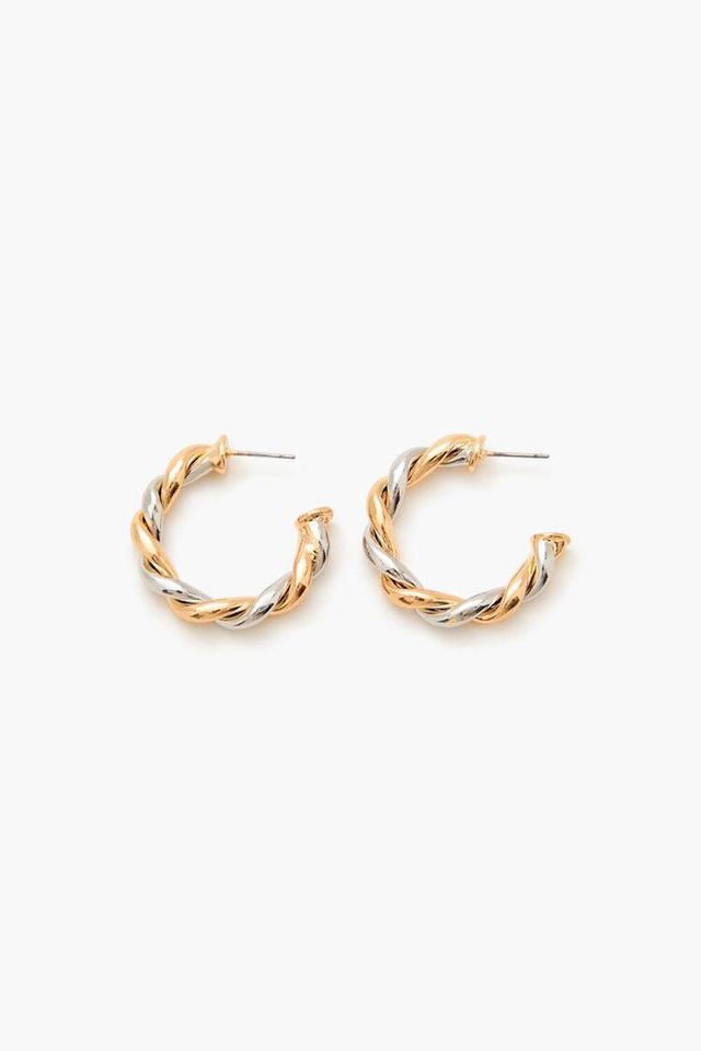 Twisted Two-Tone Hoop Earrings | Forever 21 Product Image