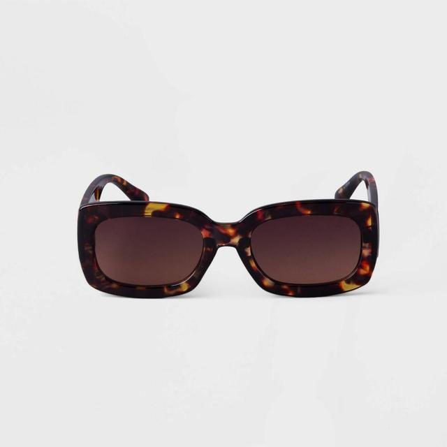 Womens Plastic Tortoise Shell Rectangle Sunglasses - A New Day Product Image