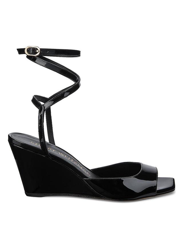 Womens Tia 83MM Patent Leather Wrap Wedge Sandals Product Image