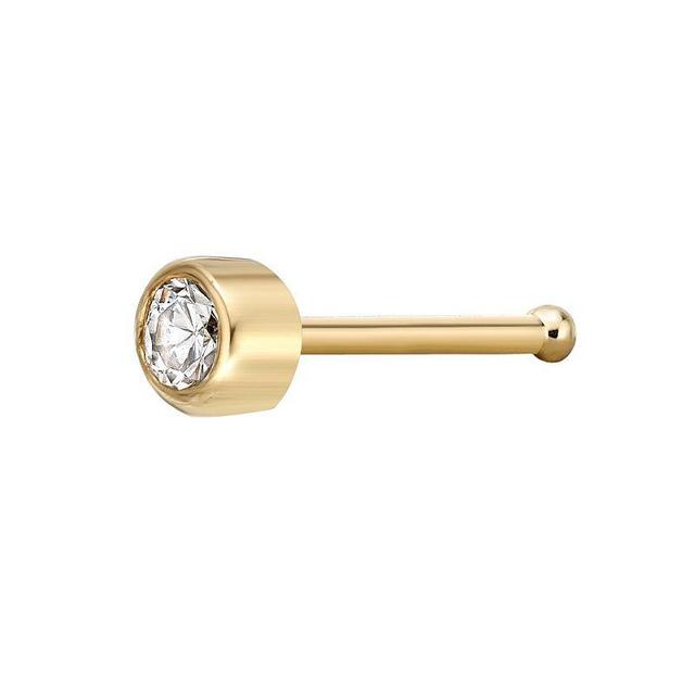 Lila Moon 14k Gold 2 mm Cubic Zirconia Nose Stud, Womens, Yellow Product Image