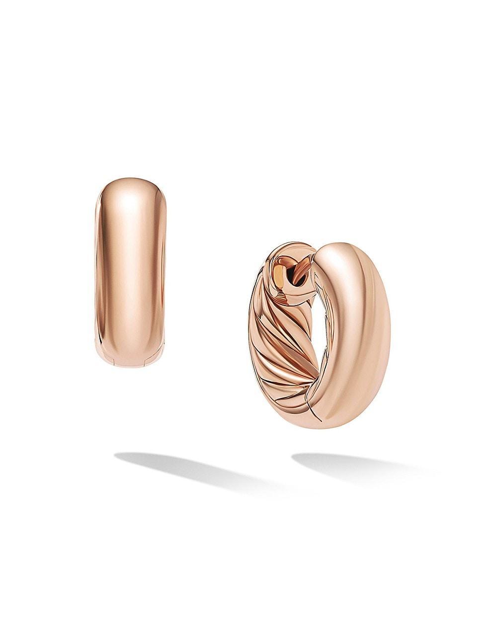 Womens DY Mercer Micro Hoop Earrings In 18K Rose Gold Product Image