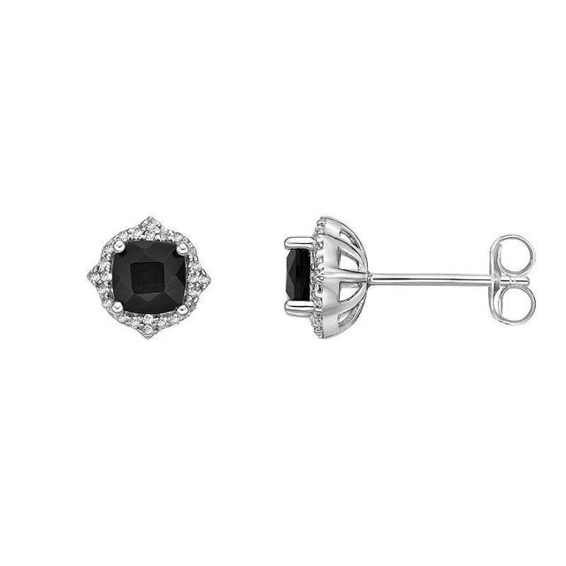 Gemminded Sterling Silver Black Onyx & White Topaz Stud Earrings, Womens Product Image