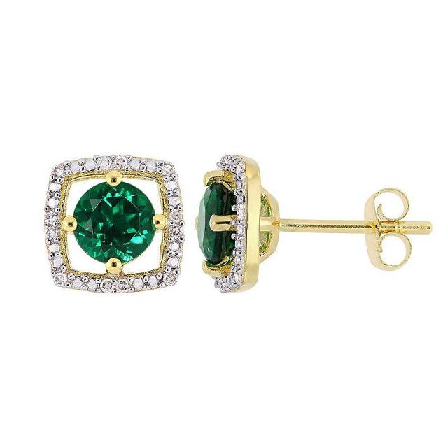 Stella Grace 10K Gold Gemstone & Diamond Accent Frame Earrings, Womens, Green Product Image