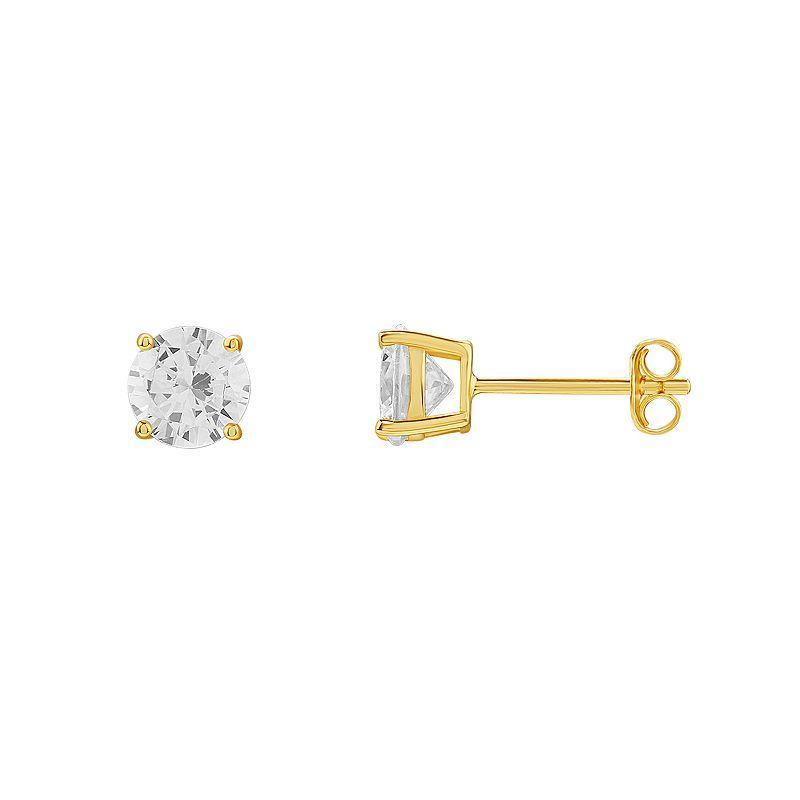 PRIMROSE Sterling Silver Cubic Zirconia Stud Earrings, Womens, Yellow Gold Tone Product Image