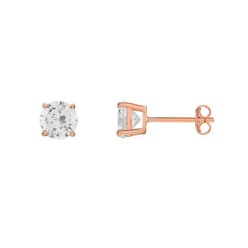 PRIMROSE Sterling Silver Cubic Zirconia Stud Earrings, Womens, Pink Product Image