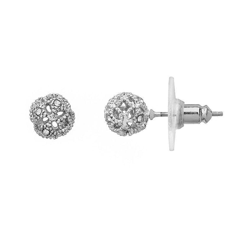 LC Lauren Conrad Openwork Ball Stud Earrings, Womens, Silver Tone Product Image