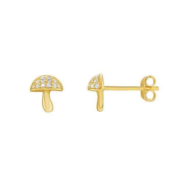 PRIMROSE Sterling Silver Cubic Zirconia Mushroom Stud Earrings, Womens, Yellow Gold Tone Product Image