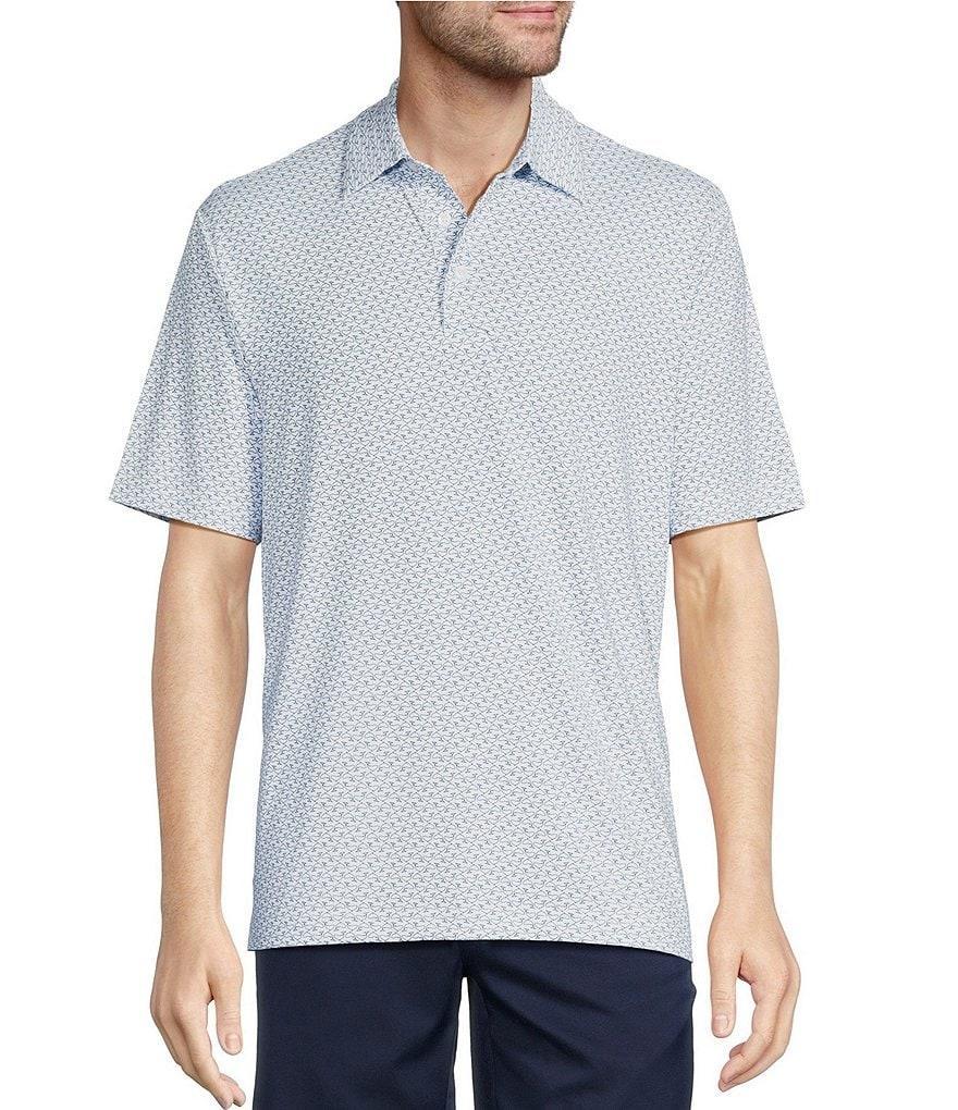 Roundtree & Yorke Performance Short Sleeve Geometric Fish Print Polo Shirt Product Image